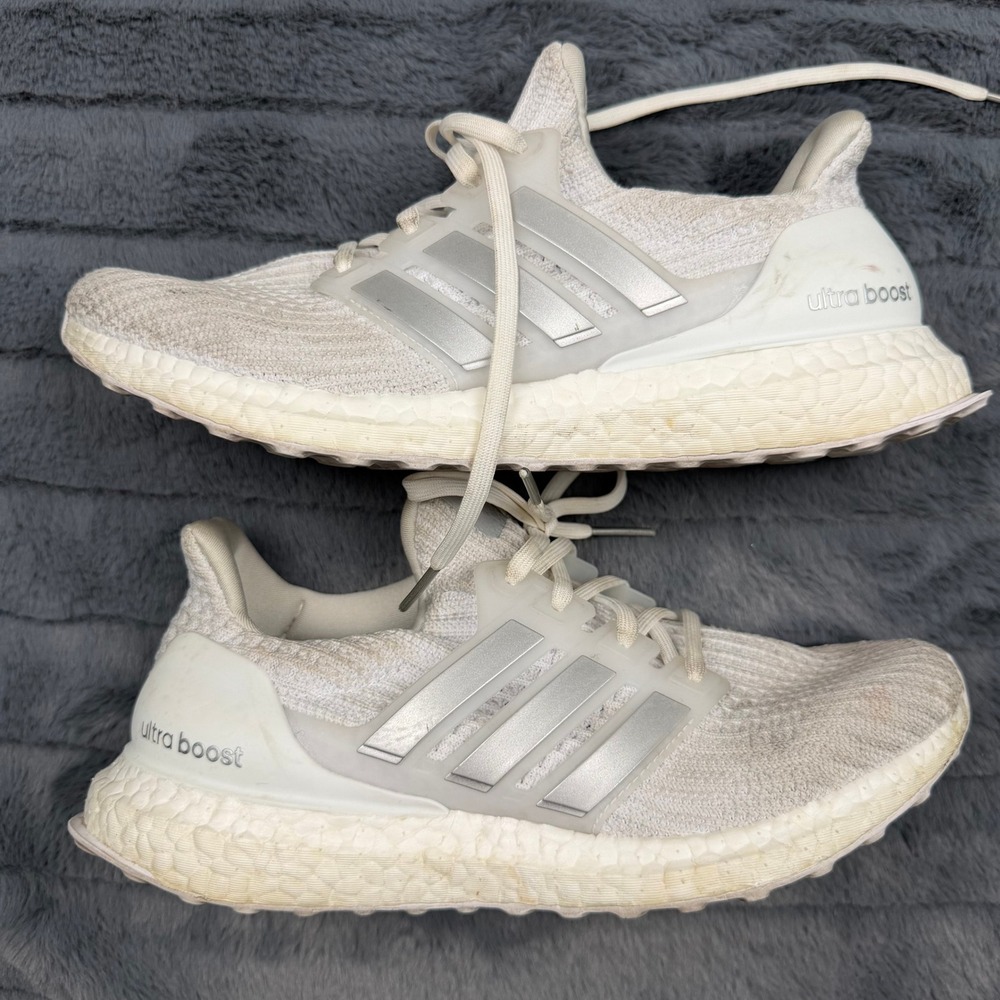 Adidas Ultraboost 4.0 DNA White Silver Metallic Running Shoes FZ0501 Womens 8